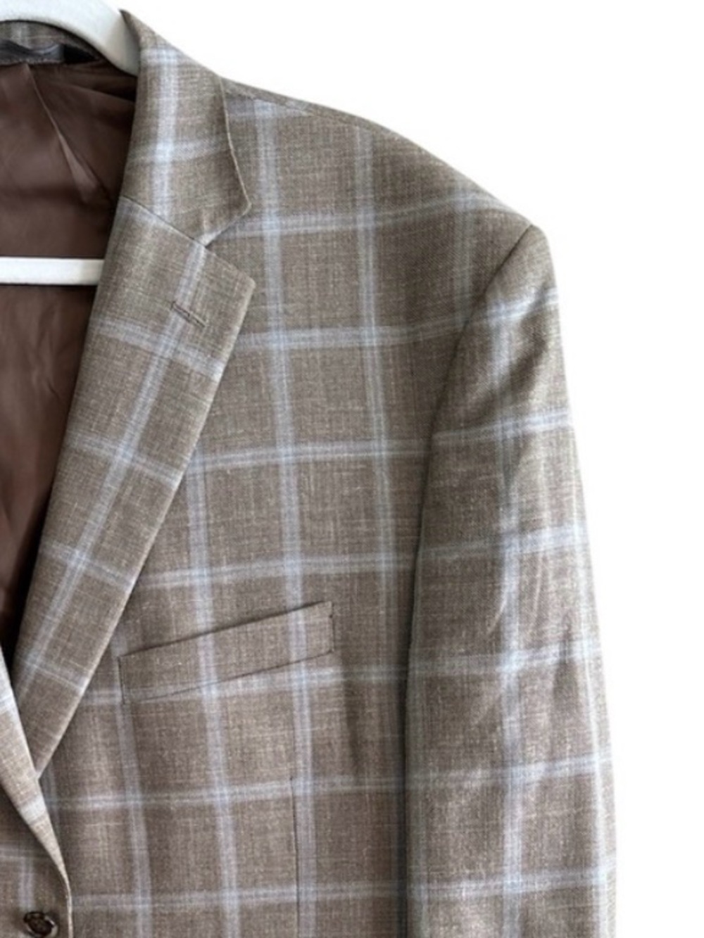 Jos A Bank  Granada Windowpane Plaid Blazer 2 Button Sport Coat Linen Silk Wool